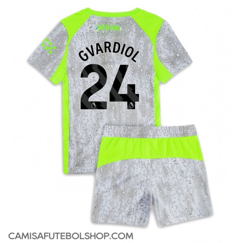 Camisa de time de futebol Manchester City Josko Gvardiol #24 Replicas 3º Equipamento Infantil 2025-26 Manga Curta (+ Calças curtas)